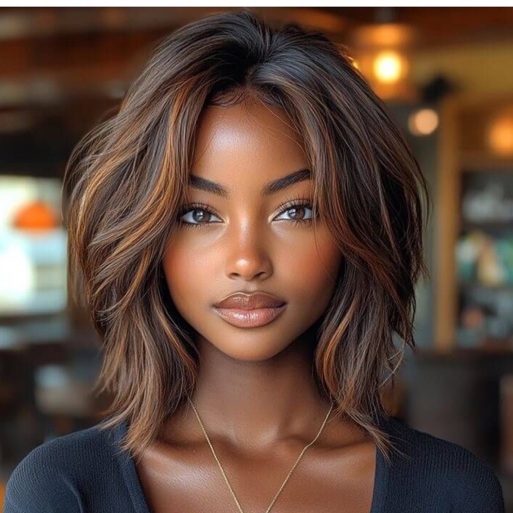 IDEFINE Wear & Go Wigs Glueless Layered Brown Bob Wigs Pre Cut Lace Human